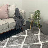Jazz Grey Diamond Shaggy Rug