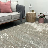 Kalypso Light Beige Abstract Canvas Rug