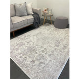 Kira Grey Medallion Floral Transitional Rug
