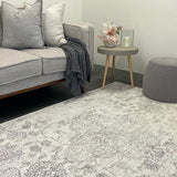 Kira Grey Medallion Floral Transitional Rug