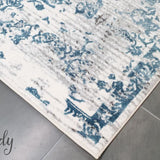 Kenna White Blue Abstract Vintage Rug