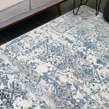 Kenna White Blue Abstract Vintage Rug