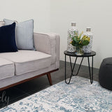 Kenna White Blue Abstract Vintage Rug