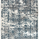 Kenna White Blue Abstract Vintage Rug