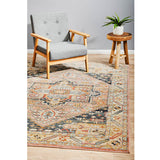 Heirloom Blue Pink Distressed Medallion Rug