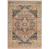Heirloom Blue Pink Distressed Medallion Rug