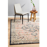Heirloom Navy Blue Pink Transitional Medallion Rug