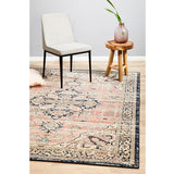 Heirloom Navy Blue Pink Transitional Medallion Rug