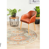 Heirloom Blue Orange Distressed Medallion Rug