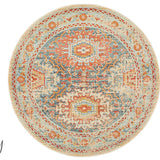 Heirloom Blue Orange Distressed Medallion Rug