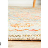 Heirloom Blue Orange Distressed Medallion Round Rug