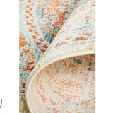 Heirloom Blue Orange Distressed Medallion Round Rug