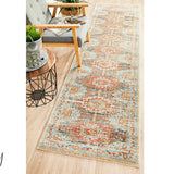 Heirloom Blue Orange Distressed Medallion Rug