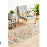 Heirloom Blue Orange Distressed Medallion Hallway Runner Rug