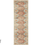 Heirloom Blue Orange Distressed Medallion Rug