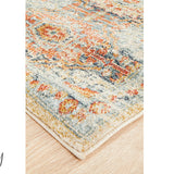 Heirloom Blue Orange Distressed Medallion Hallway Runner Rug