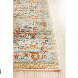 Heirloom Blue Orange Distressed Medallion Hallway Runner Rug