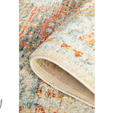 Heirloom Blue Orange Distressed Medallion Hallway Runner Rug