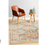 Heirloom Blue Orange Distressed Medallion Rug