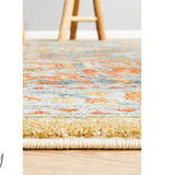 Heirloom Blue Orange Distressed Medallion Rug