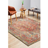 Heirloom Red Distressed Medallion Rug
