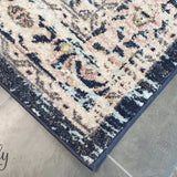 Heirloom Navy Blue Pink Transitional Medallion Rug