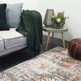 Heirloom Blue Orange Distressed Medallion Rug