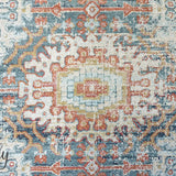 Heirloom Blue Orange Distressed Medallion Rug
