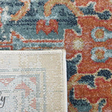Heirloom Blue Orange Distressed Medallion Rug