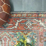 Heirloom Red Distressed Medallion Rug