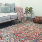 Heirloom Red Distressed Medallion Rug