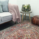 Heirloom Red Distressed Medallion Rug