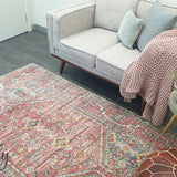 Heirloom Red Distressed Medallion Rug
