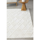 Margo White Diamond Geometric Textured Rug