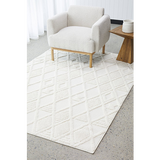 Margo White Diamond Geometric Textured Rug