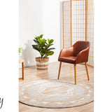 Madison Grey Terracotta Aztec Medallion Round Rug