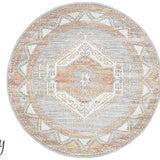 Madison Grey Terracotta Aztec Medallion Round Rug