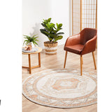 Madison Light Grey Terracotta Aztec Medallion Rug
