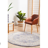 Madison Ocean Navy Faded Vintage Medallion Round Rug