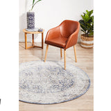 Madison Ocean Navy Faded Vintage Medallion Round Rug