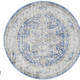 Madison Ocean Navy Faded Vintage Medallion Round Rug