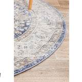 Madison Ocean Navy Faded Vintage Medallion Round Rug