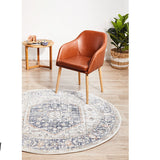 Madison Navy Orange Faded Vintage Medallion Round Rug