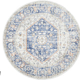 Madison Navy Orange Faded Vintage Medallion Round Rug