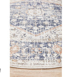 Madison Navy Orange Faded Vintage Medallion Round Rug