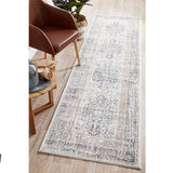 Madison Navy Orange Faded Vintage Medallion Hallway Runner Rug