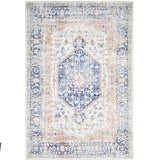 Madison Navy Orange Faded Vintage Medallion Rug