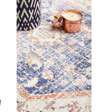 Madison Navy Orange Faded Vintage Medallion Round Rug