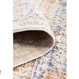 Madison Navy Orange Faded Vintage Medallion Round Rug
