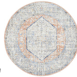 Madison Peach Ivory Faded Vintage Medallion Round Rug